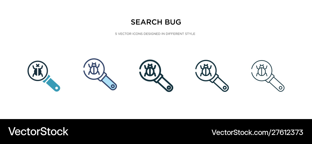 Search bug icon in different style two colored Search bug icon in different style two colored vector image