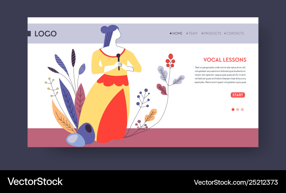 Vocal lesson signing up or subscription web page vector image