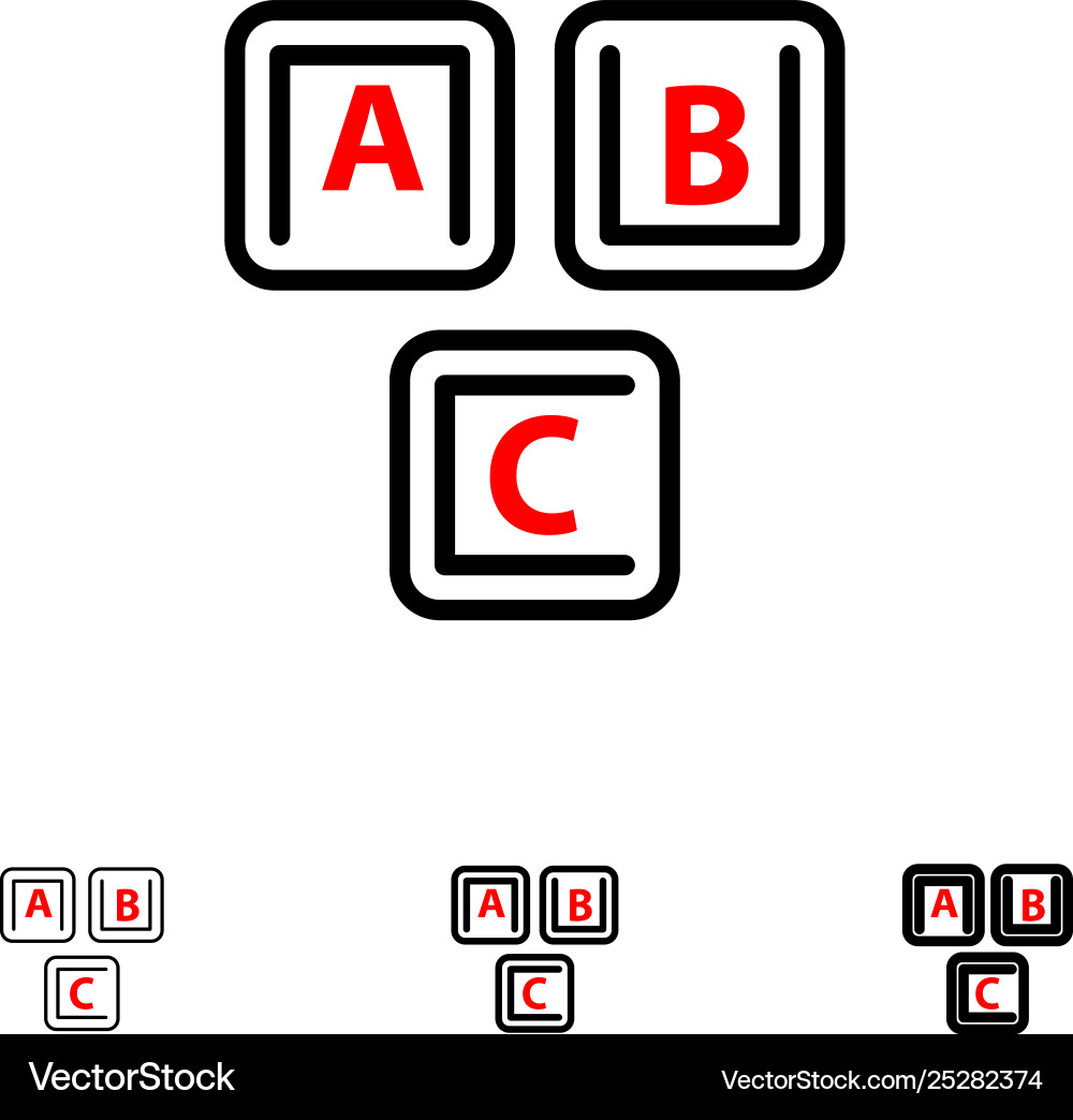 Abc blocks basic alphabet knowledge bold and thin Abc blocks basic alphabet knowledge bold and thin vector image