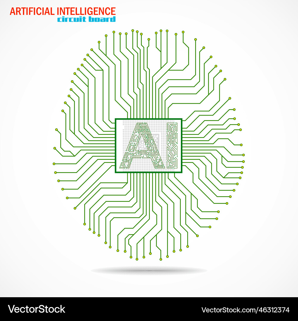 Abstract technological brain with artificial Vector Image