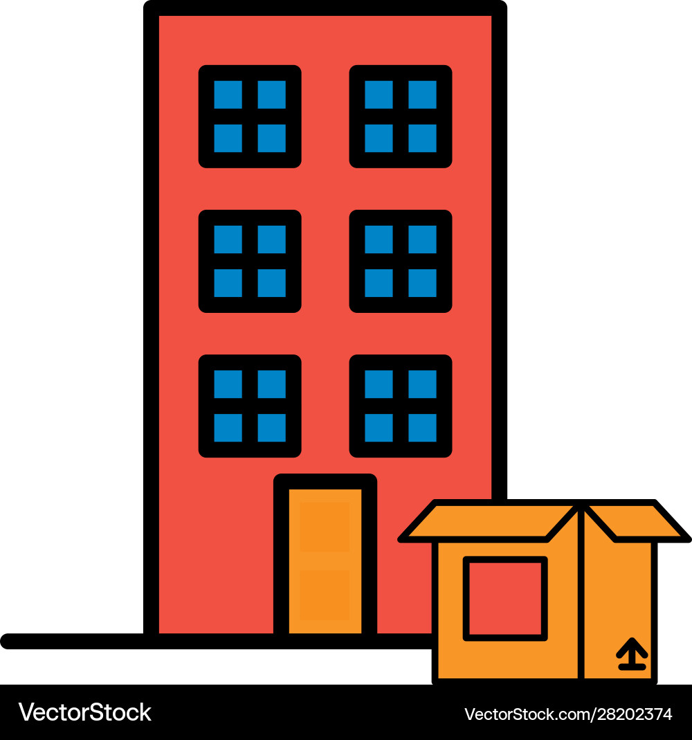 Building front facade with box carton Vector Image