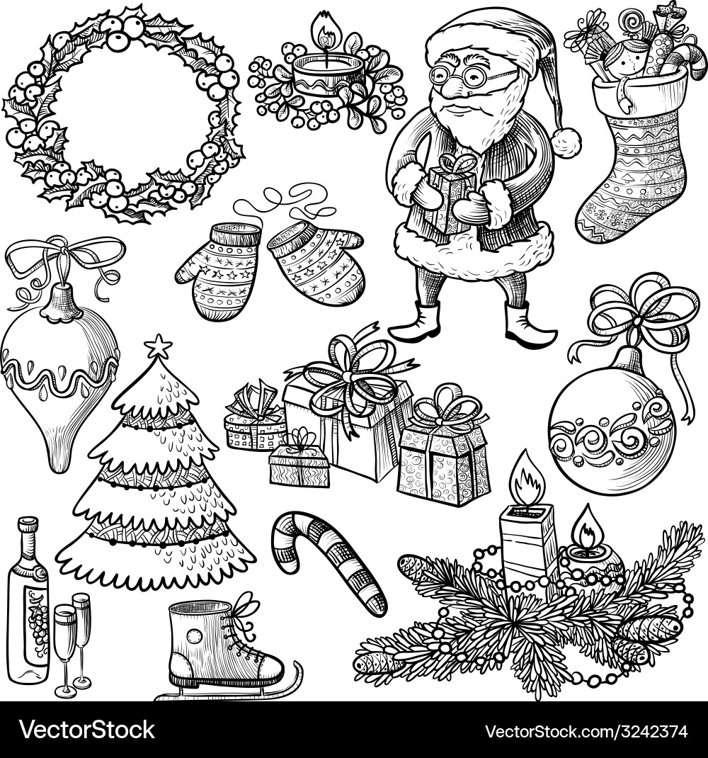 Christmas Doodle Collection Vector Image