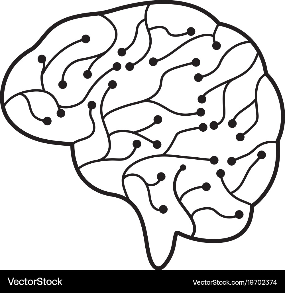 Circuit Brain Icon - Neural Network vector image