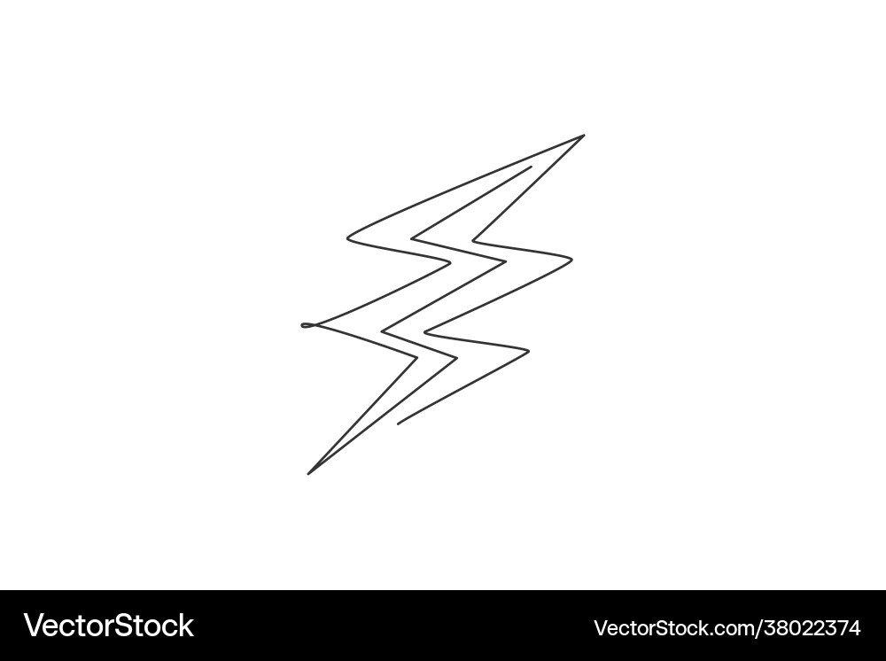 Continuous Line Thunder Bolt Vector Image