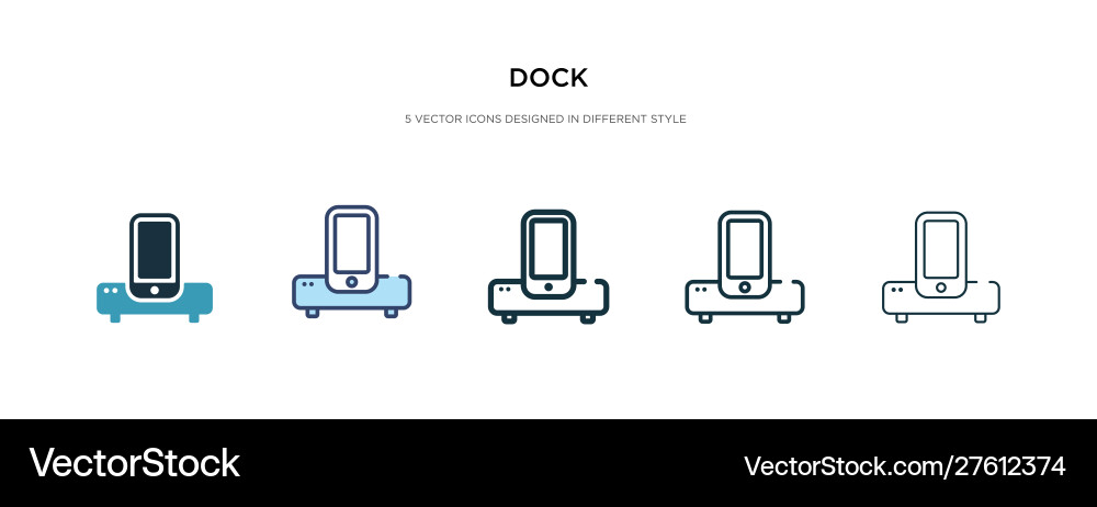 Dock icon in different style two colored vector image