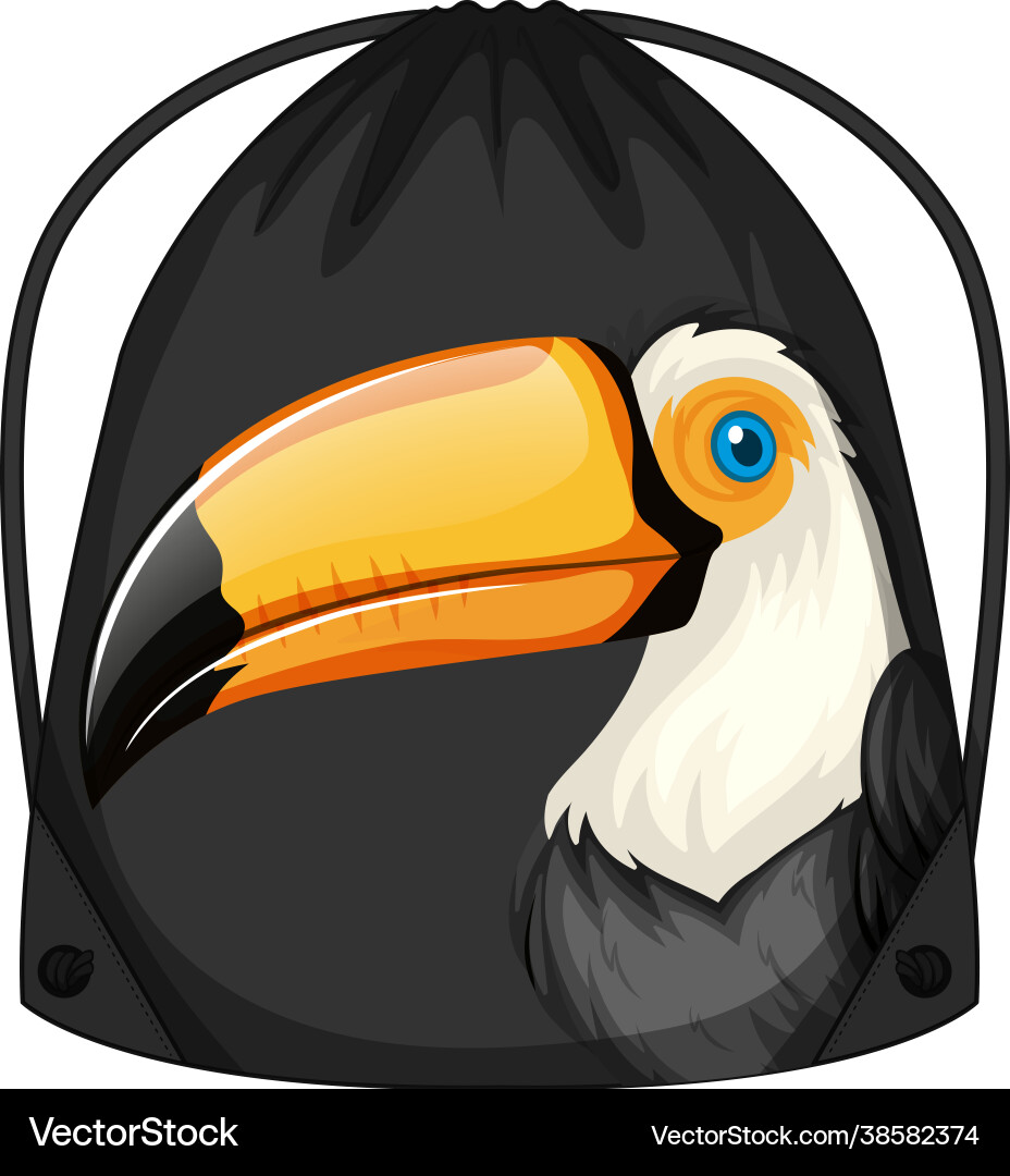 Drawstring backpack with toucan pattern Drawstring backpack with toucan pattern vector image
