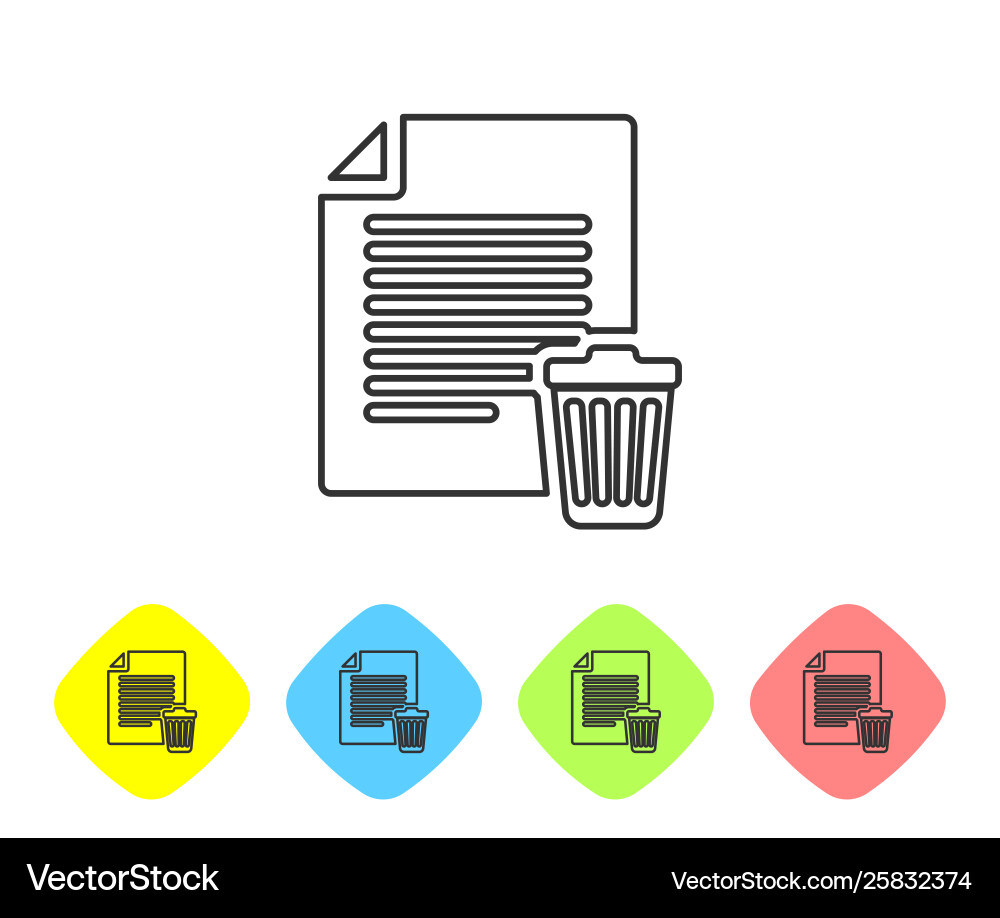 Grey delete file document line icon isolated Grey delete file document line icon isolated Vector Image