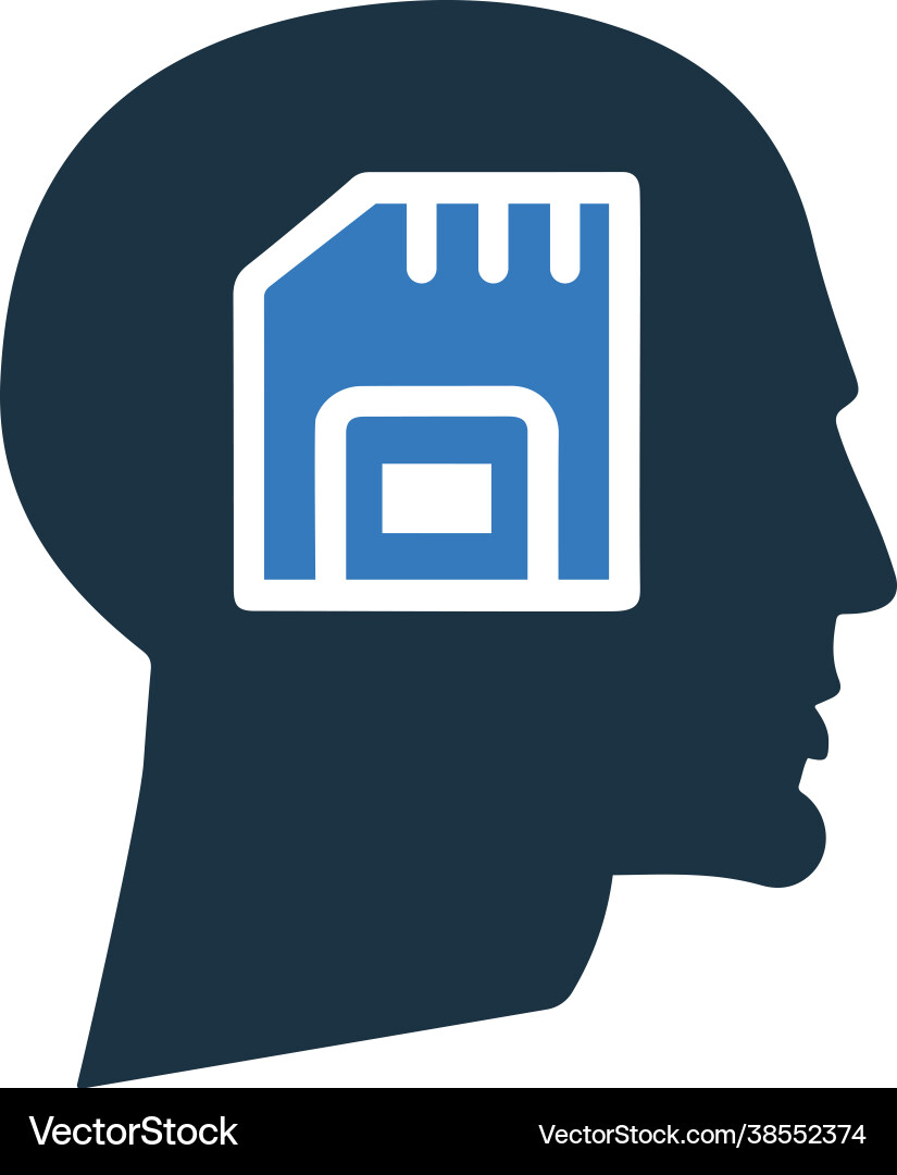 Head memory chip icon simple editable vector image