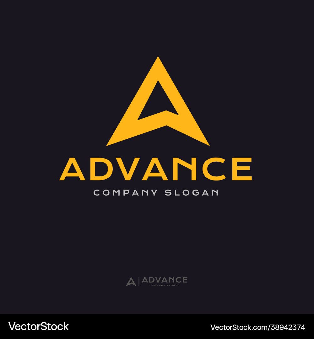 Initial ein Logo Design gelb Dreieck mit Pfeil Initial ein Logo Design gelb Dreieck mit Pfeil vektorbild