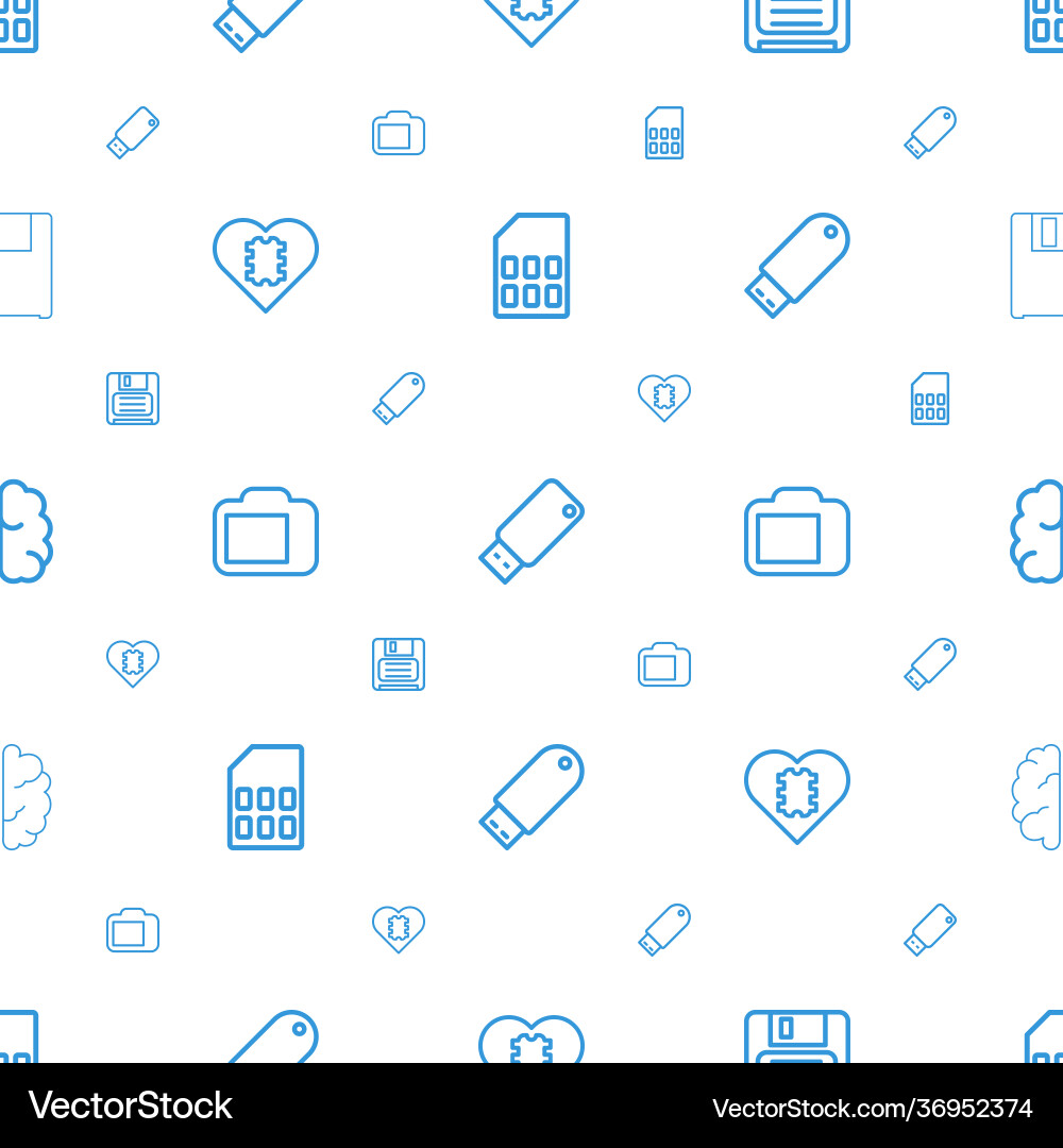 Memory icons pattern seamless white background vector image