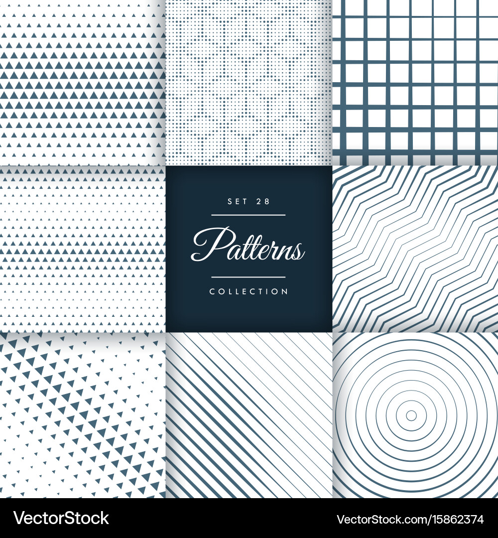 Modern Line & Halftone Pattern Set vector image