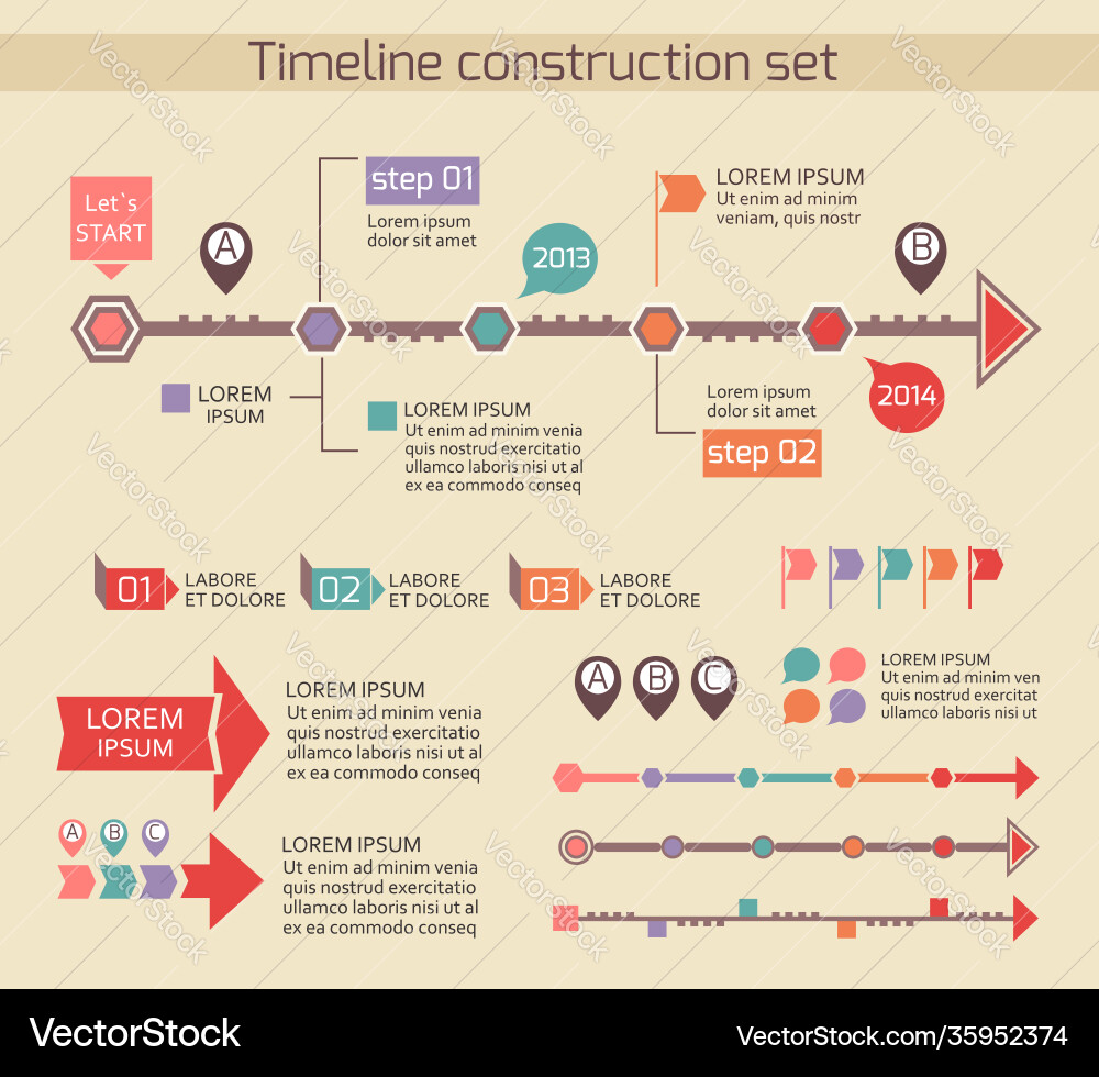Presentation timeline chart elements Vector Image