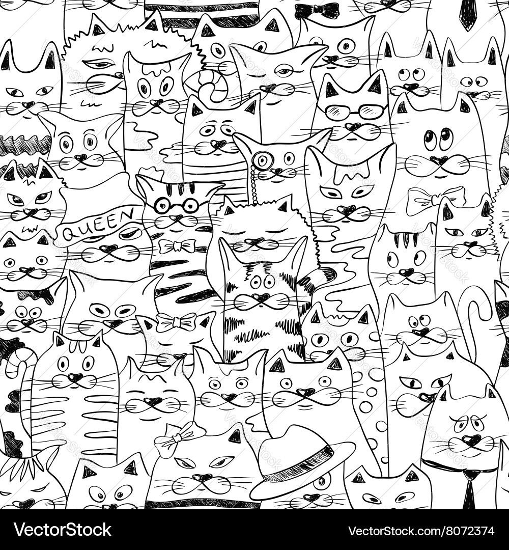 Psychedelic Cat Pattern vector image