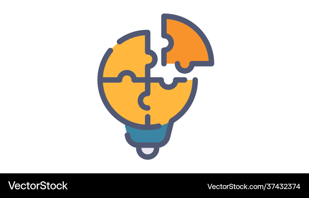 Puzzle lightbulb solution solving single isolated Puzzle lightbulb solution solving single isolated vector image