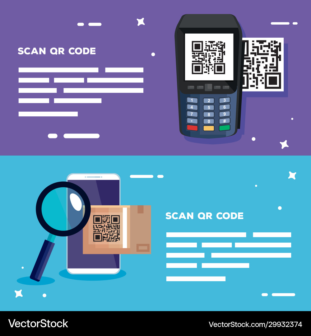 Qr code inside dataphone and smartphone vector image
