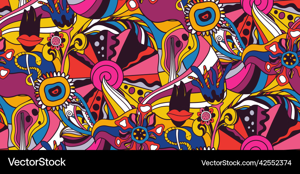 Retro colorful psychedelic seamless pattern Retro colorful psychedelic seamless pattern vector image