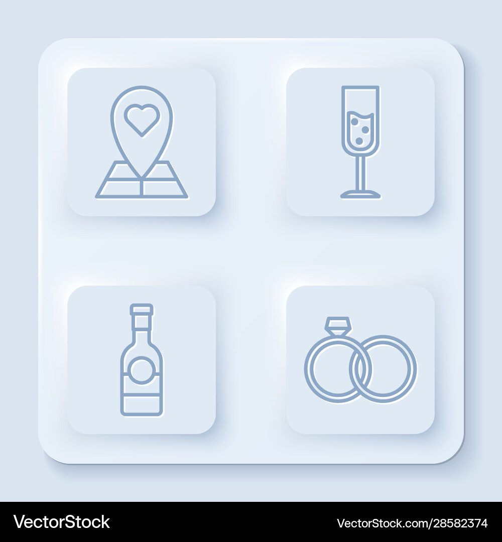 Set line map pointer with heart glass Set line map pointer with heart glass vector image
