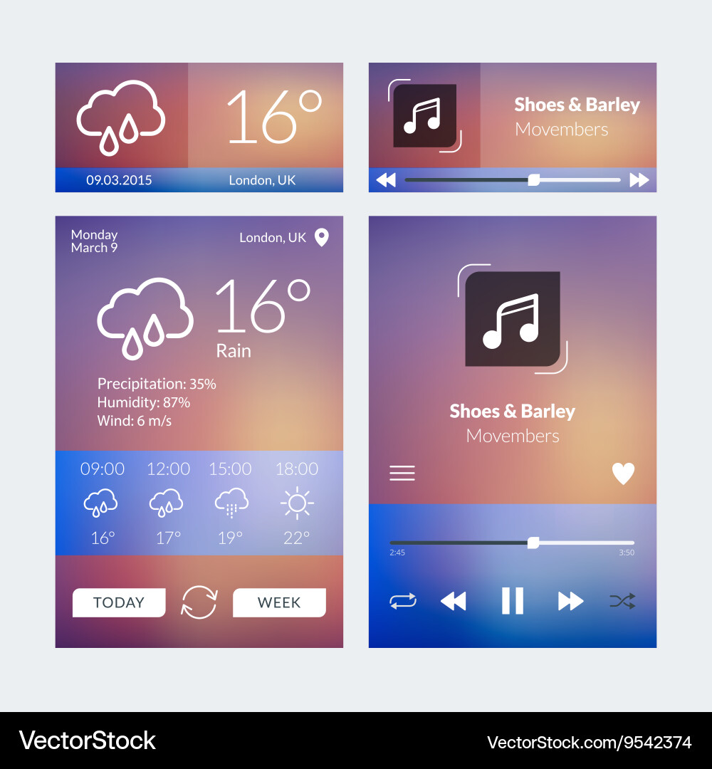 Set of flat design ui elements for website Vector Image