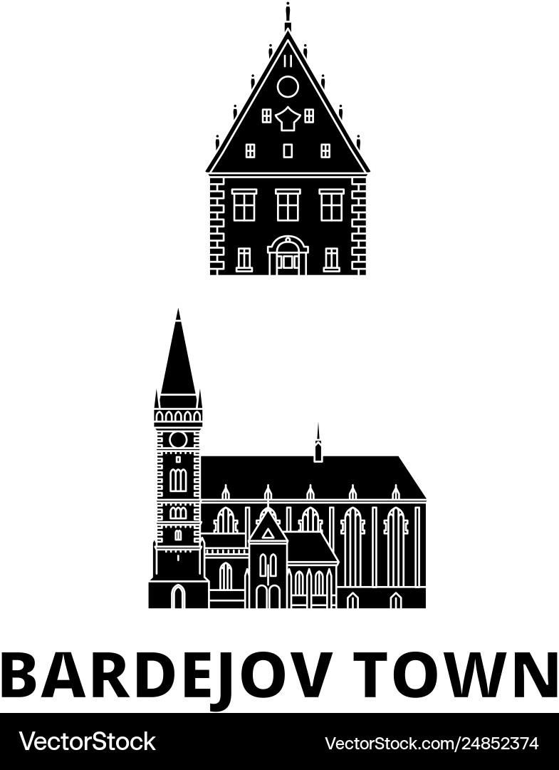 Slowakei bardejov Stadt flache Reise Skyline Set Slowakei bardejov Stadt flache Reise Skyline Set vektorbild