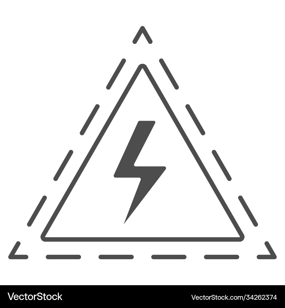 Triangle with lightning thin line icon science Vector Image