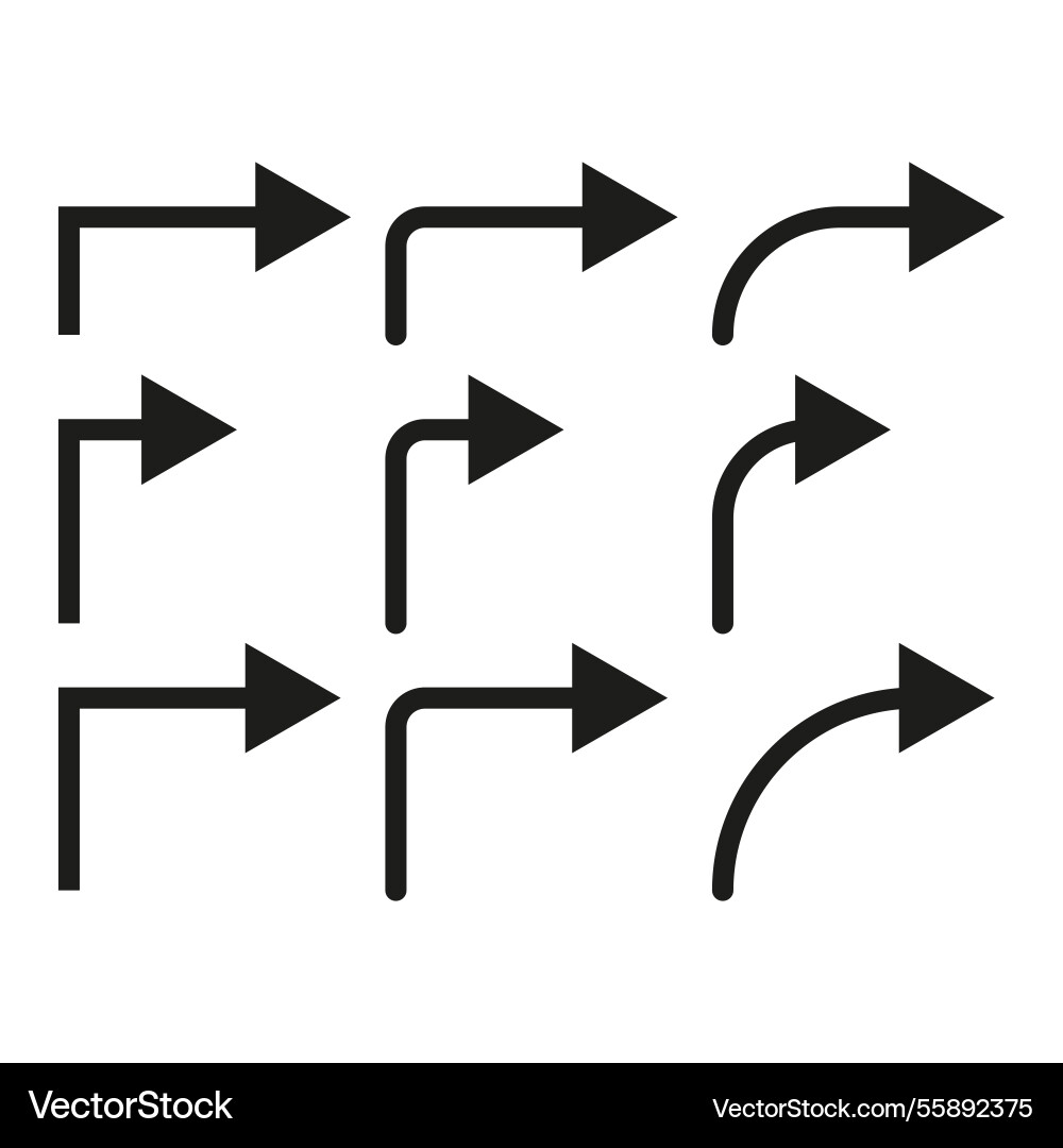 Arrow direction set navigation path symbols road vector image
