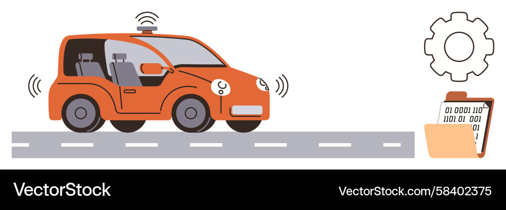 Autonomous Vehicle Data & AI Vector Image