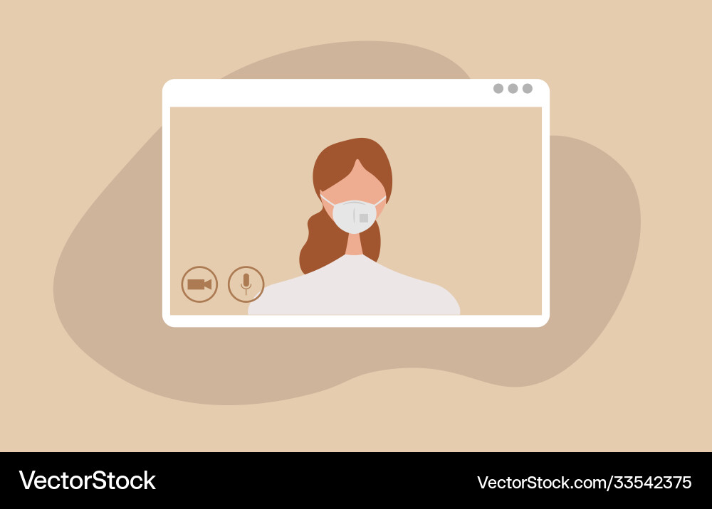 Character using a video call interface Character using a video call interface vector image