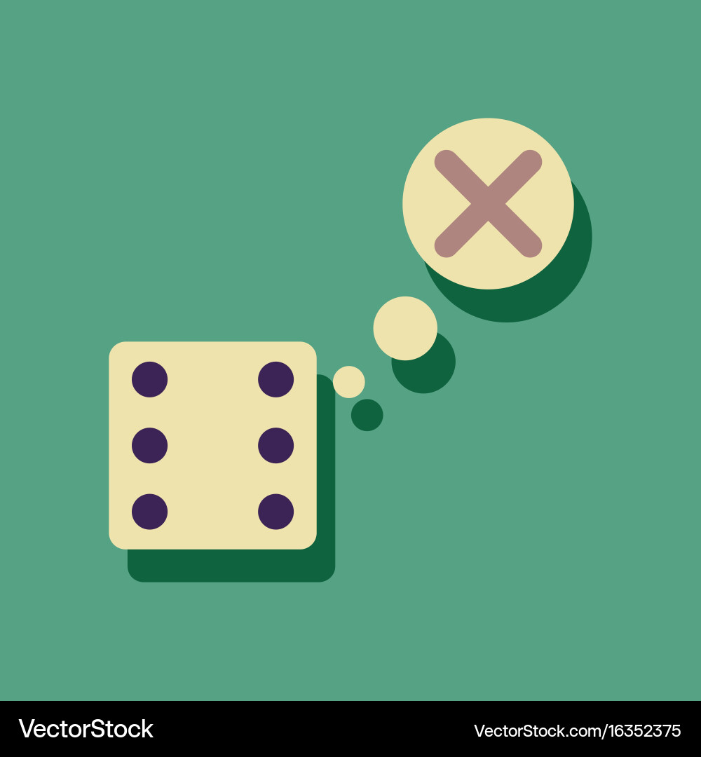 Flat icon design collection dice and x mark vector image