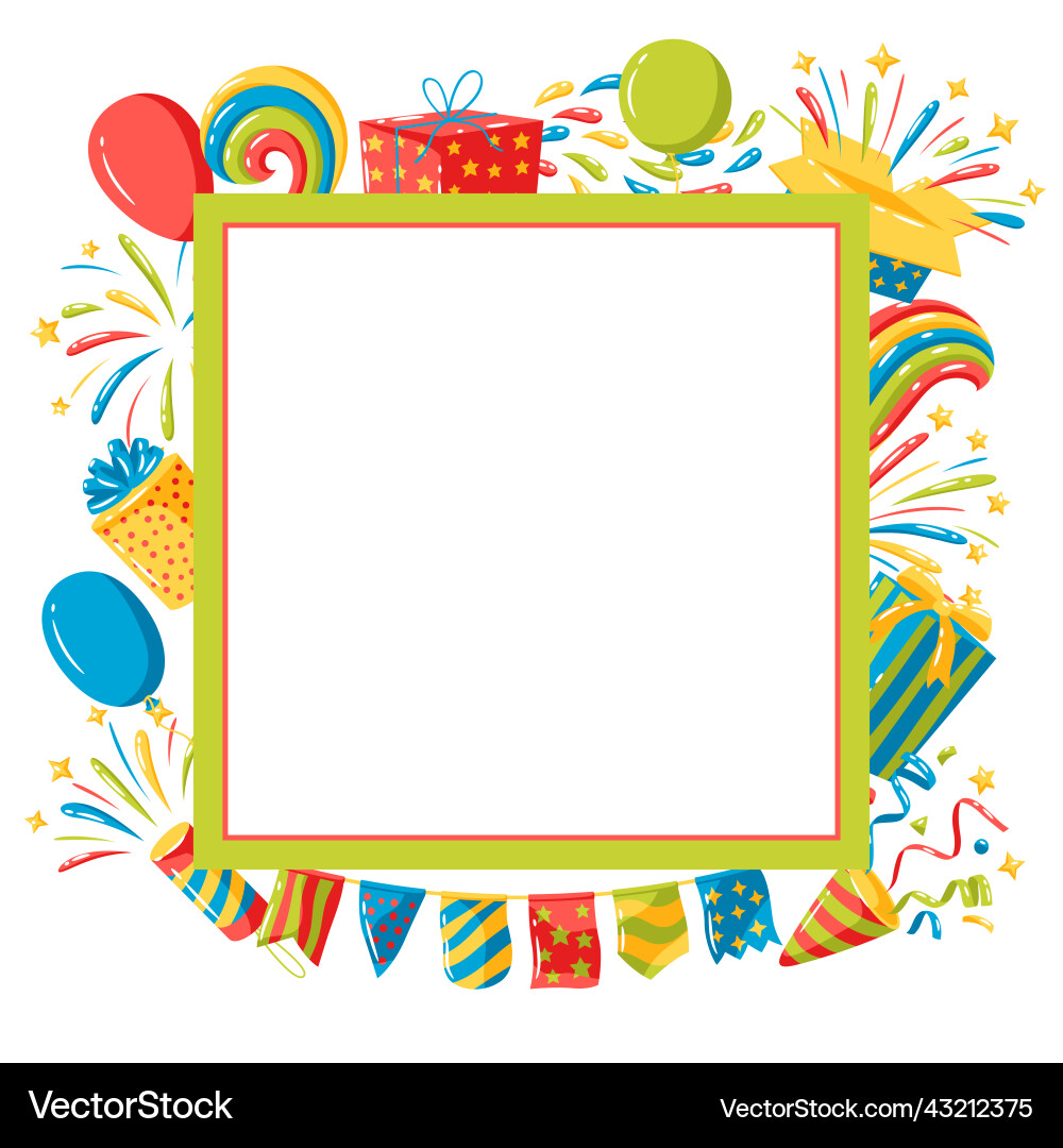 Frame with holiday decoration items color objects Frame with holiday decoration items color objects vector image
