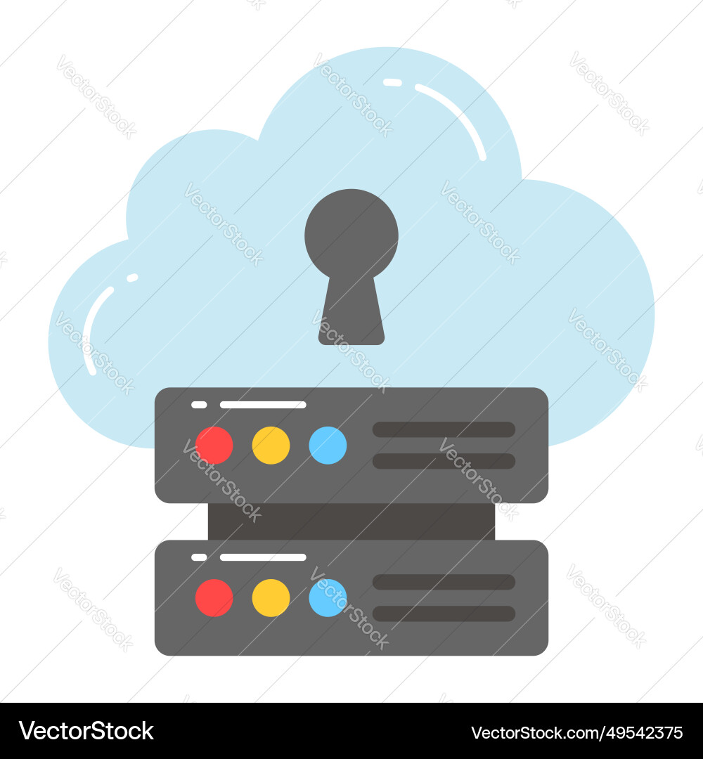 Keyhole on cloud with data server denoting Vector Image