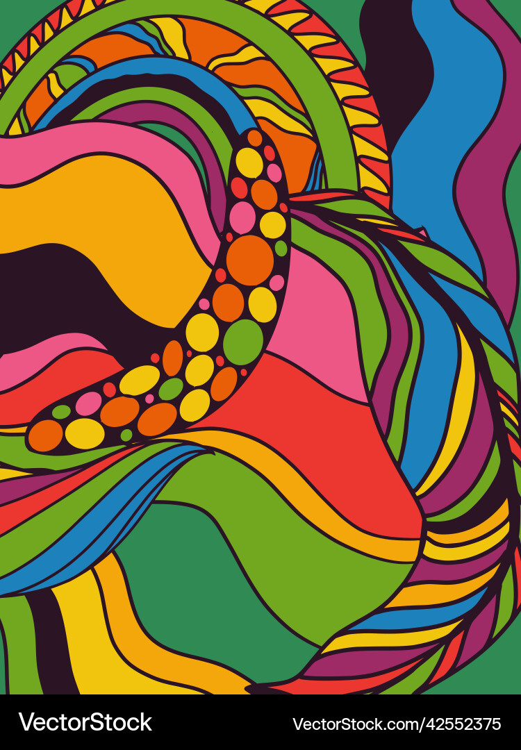 Retro colorful psychedelic poster in 1970s – Royalty-Free Vector |  VectorStock, image size:750x1080