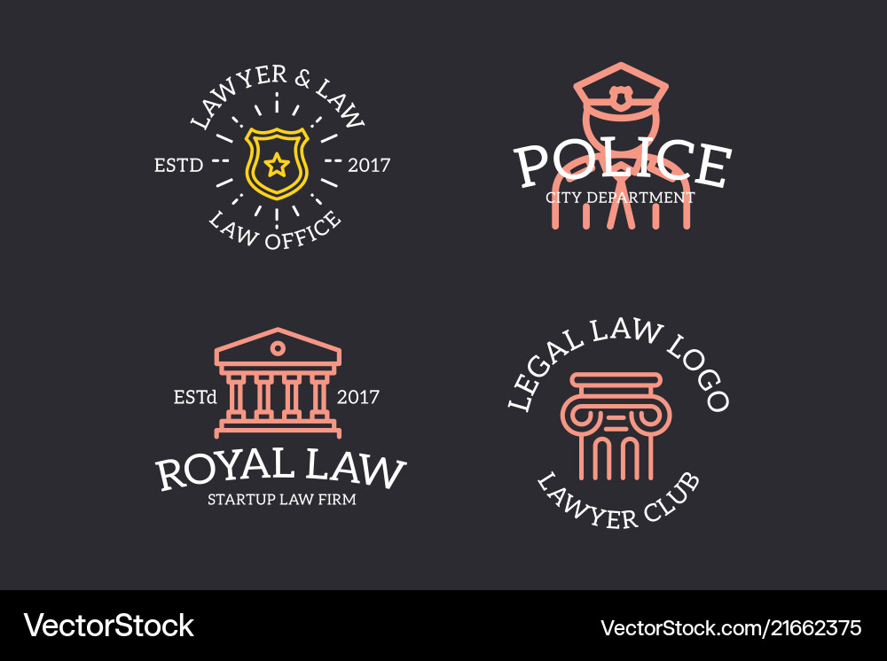 Retro Judge & Sheriff Badge Set vector image