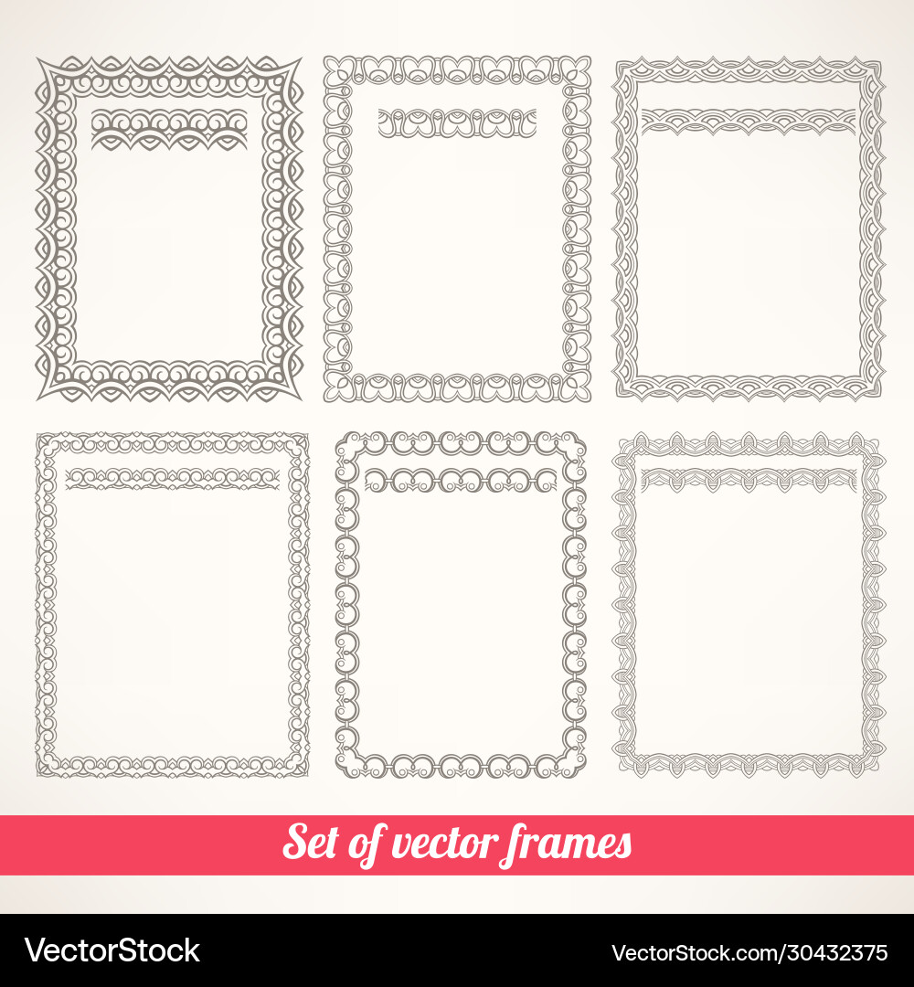 Six simple patterned frames Six simple patterned frames vector image