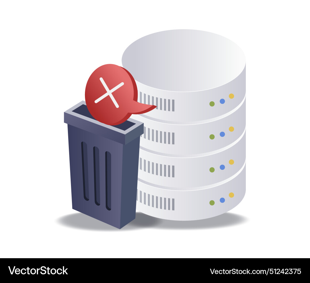 Spam trash database server infographic 3d flat Spam trash database server infographic 3d flat vector image
