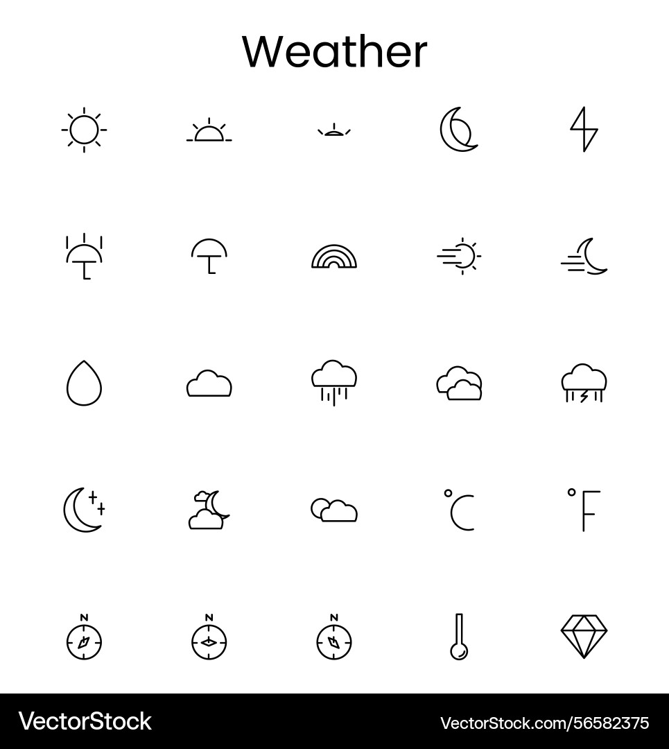Wetter Icons Set Vektorbild