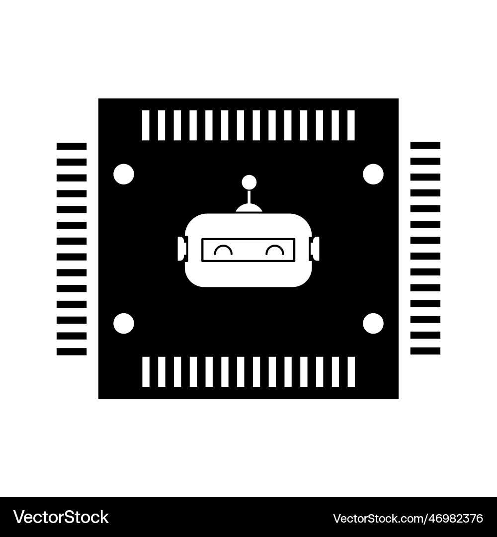Artificial intelligence robot and chip icon Artificial intelligence robot and chip icon vector image