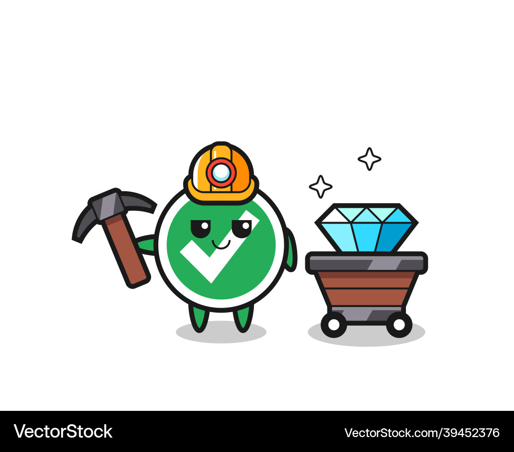 Character of check mark as a miner Vector Image