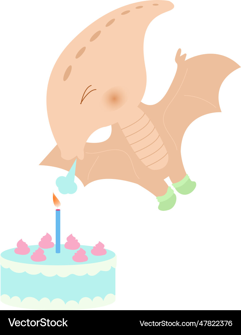 Children birthday card with a dinosaur happy Children birthday card with a dinosaur happy vector image