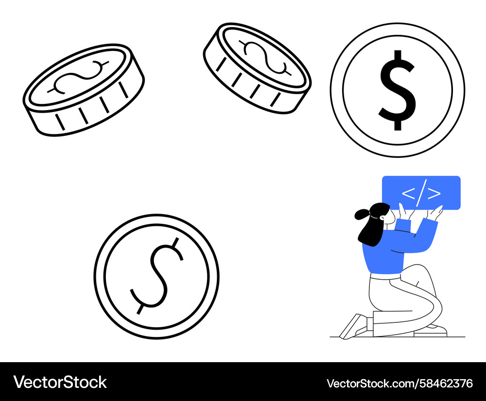 Coding with Currency - Tech & Finance Vector Image