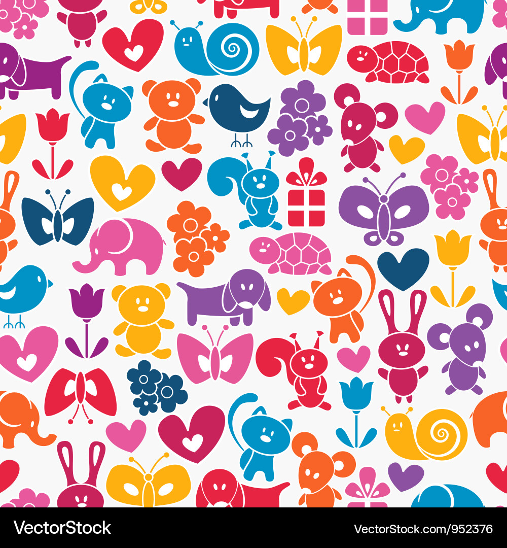 Cute Animal Pattern Wallpaper vector image