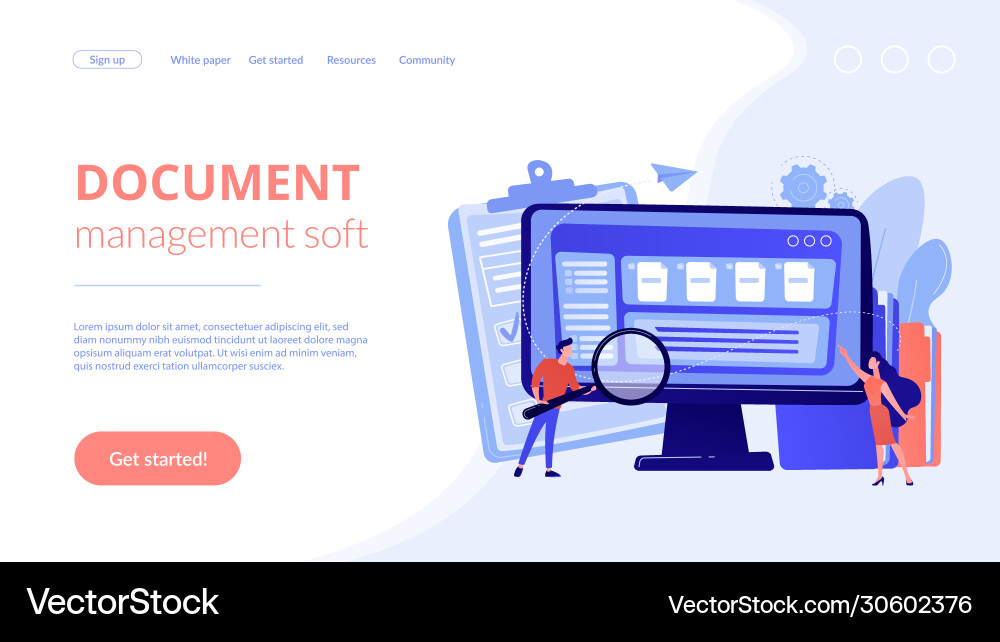 Document management soft concept landing page Document management soft concept landing page vector image