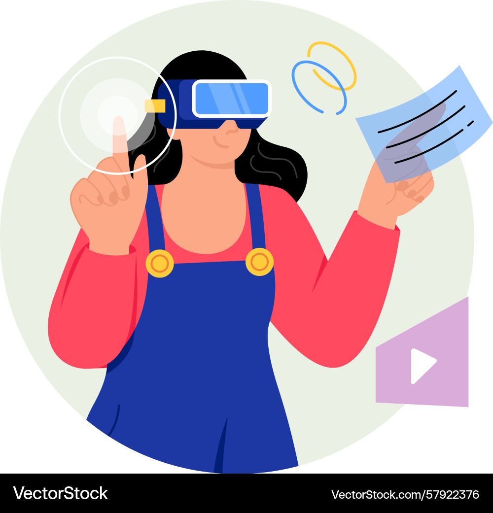 Girl using vr technology Royalty Free Vector Image