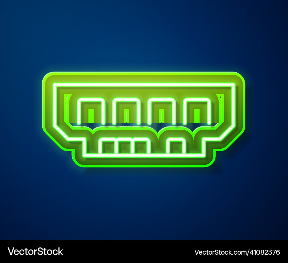 Glowing neon line ram random access memory icon Glowing neon line ram random access memory icon vector image