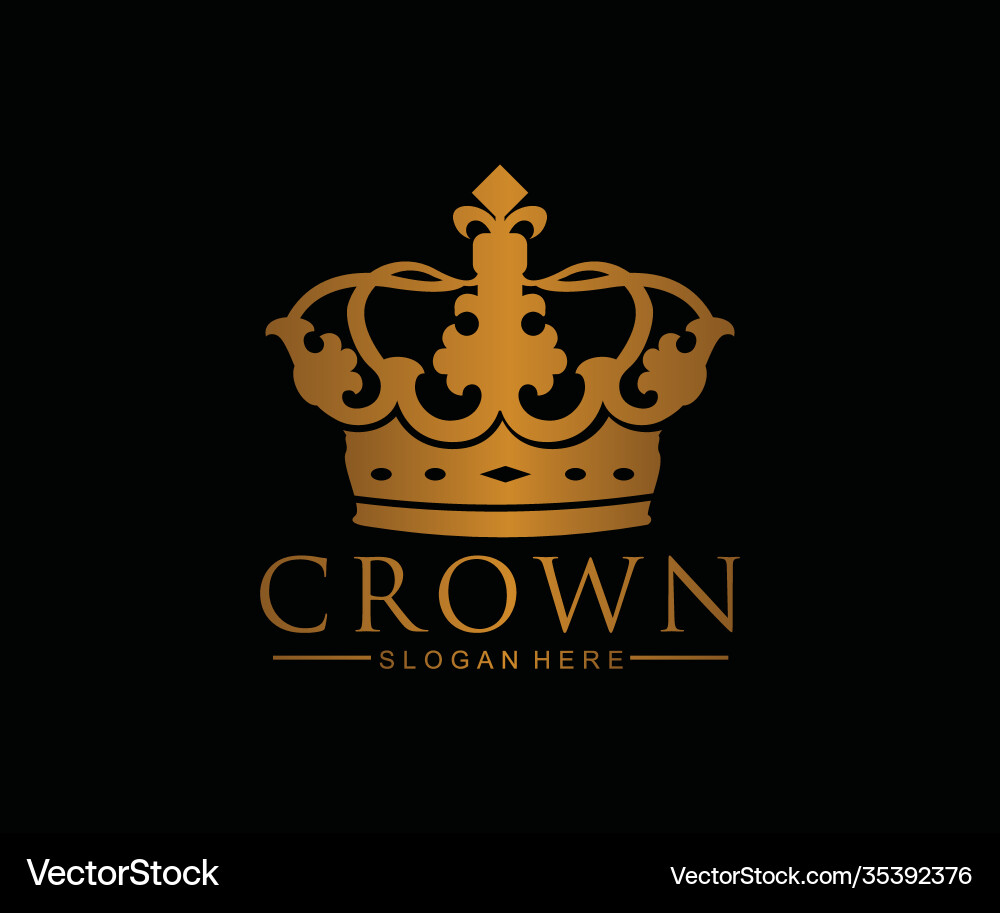 Gold-Kronen-Logo-Template-Symbol im Vintage-Stil Gold-Kronen-Logo-Template-Symbol im Vintage-Stil vektorbild