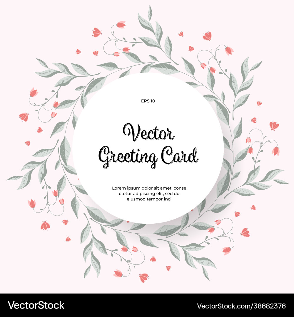 Greeting card with blooming vignettes colorful Greeting card with blooming vignettes colorful vector image