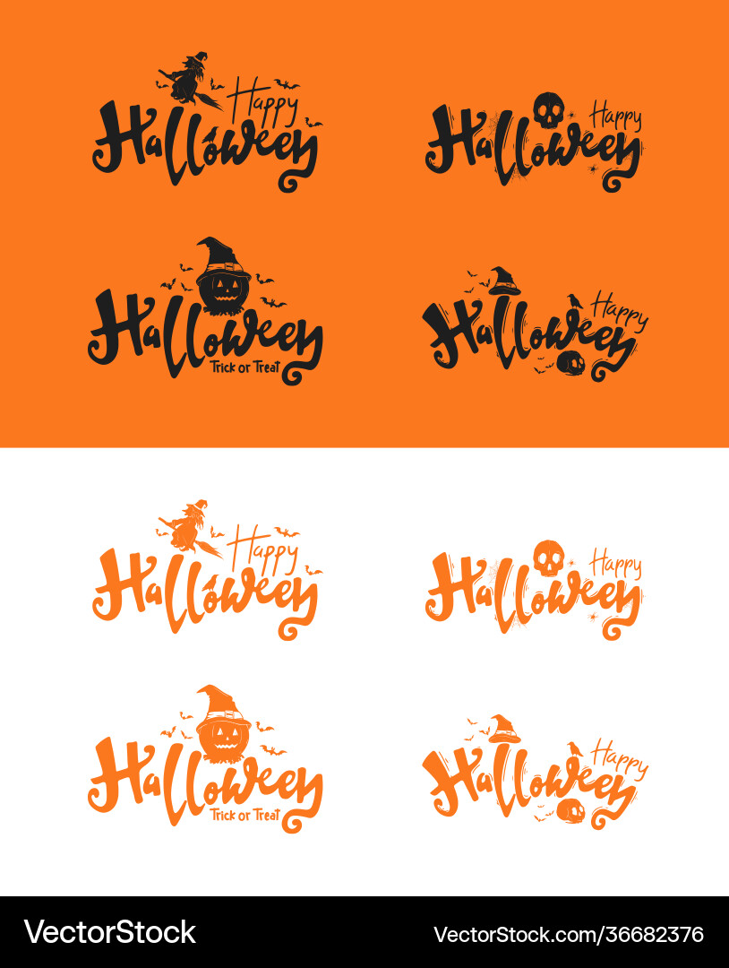 Halloween text set design with icon Vector Image