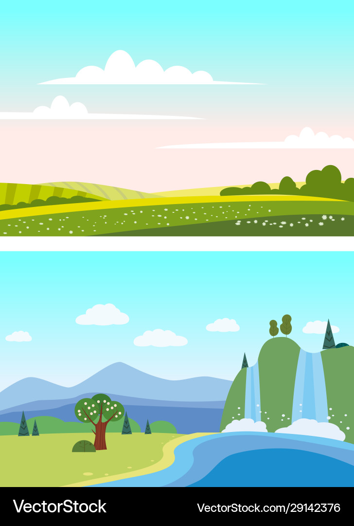 Landschaft Wasserfall ländliche Berg Landschaft Wasserfall ländliche Berg vektorbild