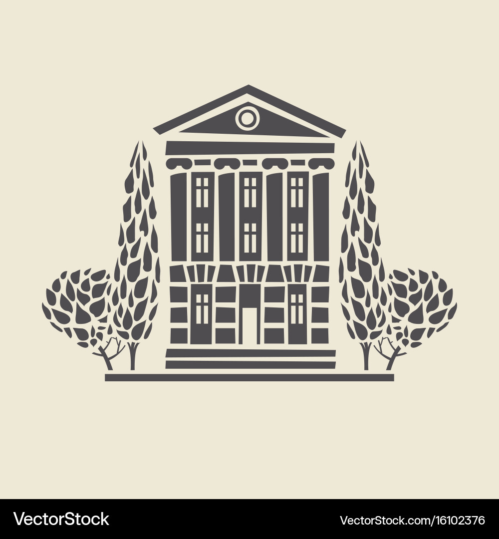 Old Building Silhouette with Columns Vector Image