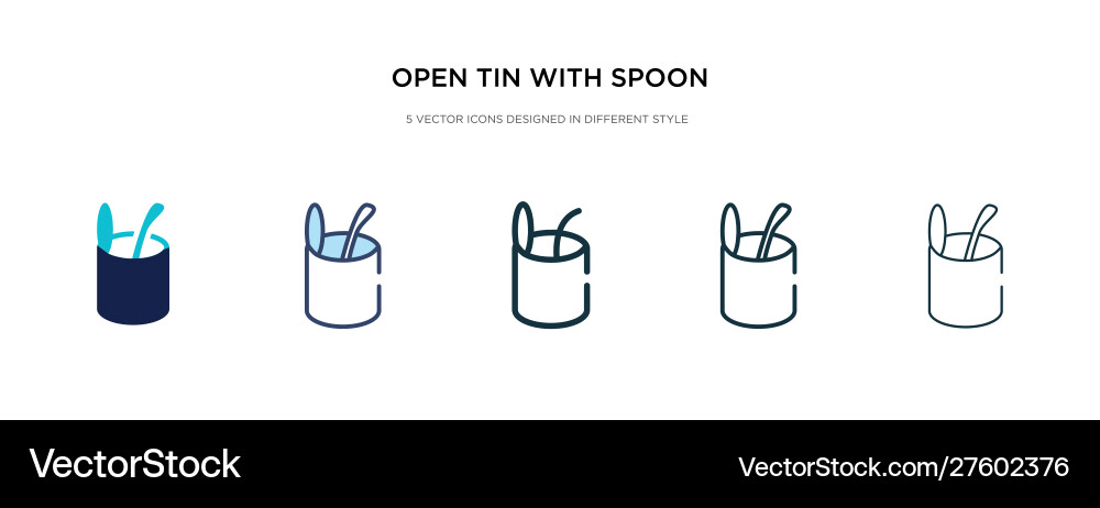 Open tin with spoon icon in different style two vector image