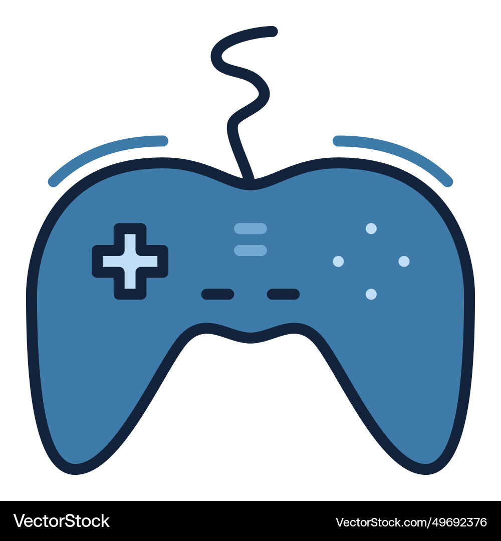 Pc game controller with wire gamepad colored icon Pc game controller with wire gamepad colored icon vector image